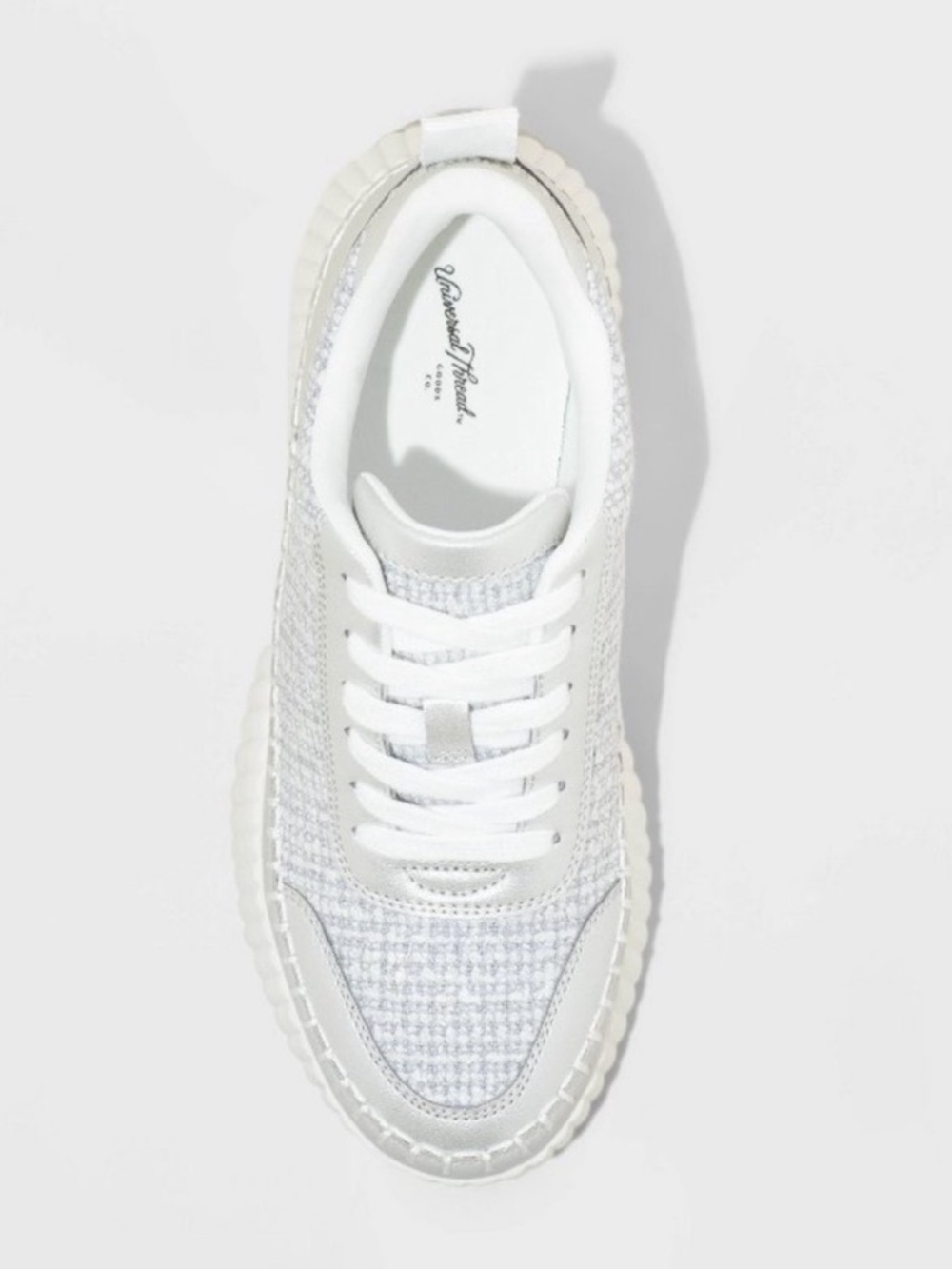 Universal Thread - Persephone White and Silver Tweed Platform Sneaker - 8.5 - Picture 3 of 8